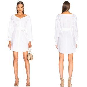 NWT Frame Belted Poplin Vneck Cotton Shirt Dress XL 70s Relaxed Lightweight